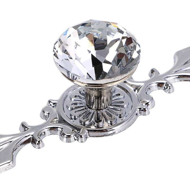 Sumnacon Drawer Dresser Knobs Pull Handles - Crystal Glass Diamond Decorative Knobs with Plate, Cabinet Cupboard Door Knobs with Screws for Kitchen Bathroom Office Decoration Pack of 5 - Image 4